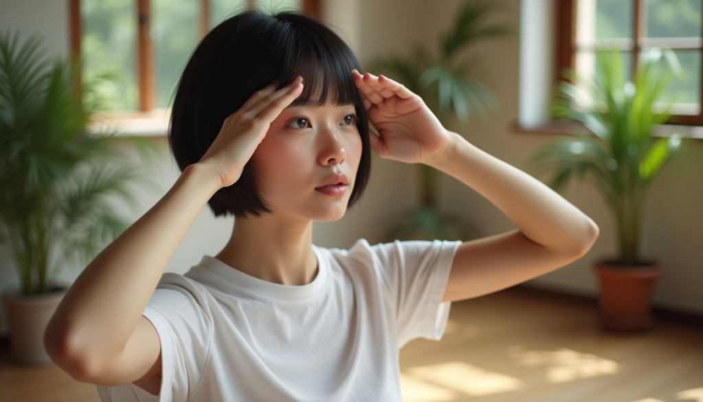 Stronger eyes: Person doing eye exercises to improve vision and focus.