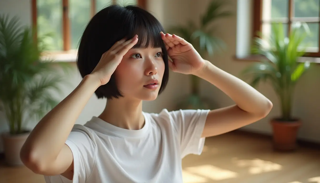 Stronger eyes: Person doing eye exercises to improve vision and focus.