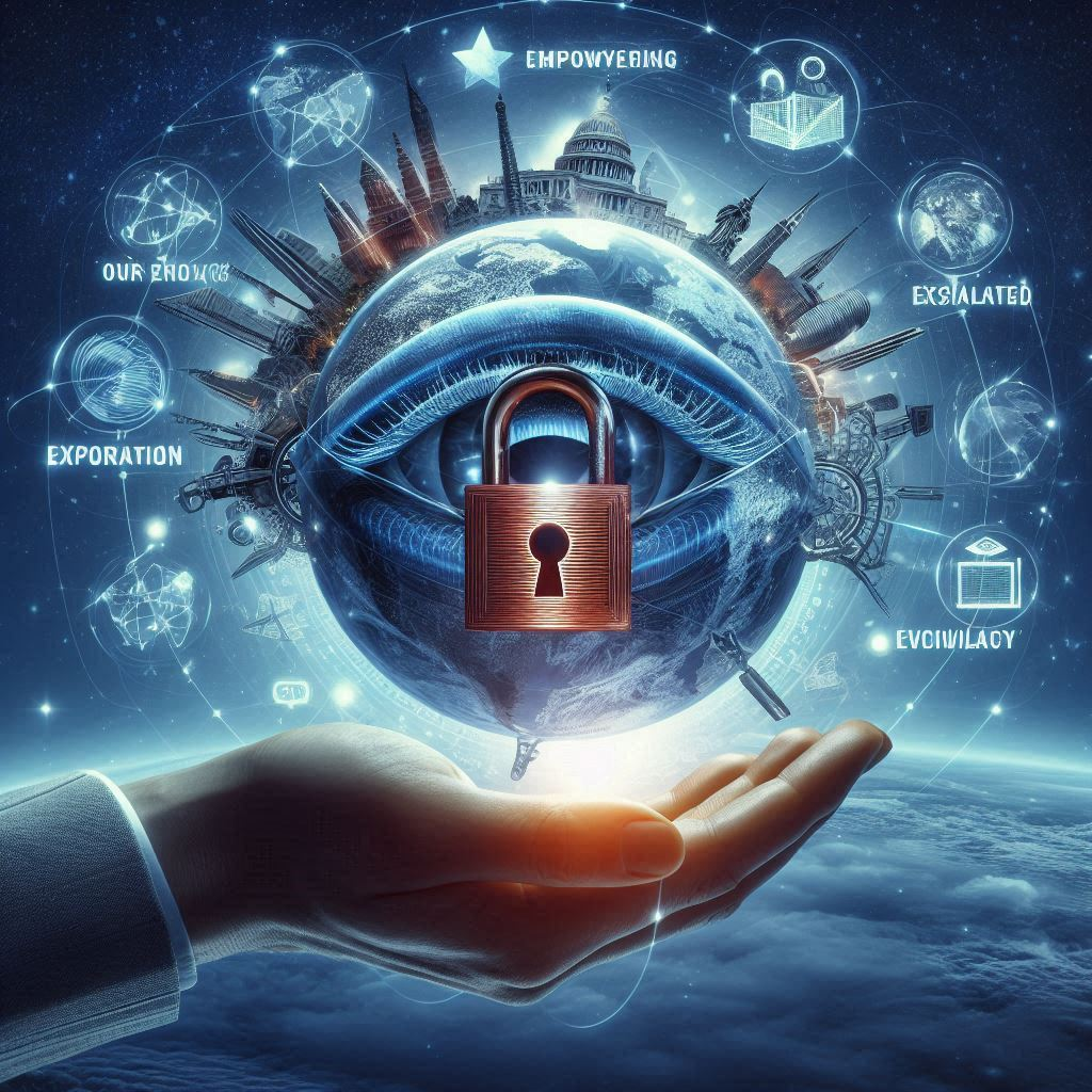 Privacy Policy: a hand holding a lock over a planet