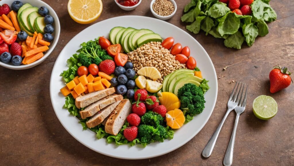 "Ultimate Guide: Balanced Diet for Seniors - An image of a colorful and nutritious meal with fresh vegetables, fruits, lean proteins, and whole grains."

Alt Text: A colorful and nutritious meal with fresh vegetables, fruits, lean proteins, and whole grains.