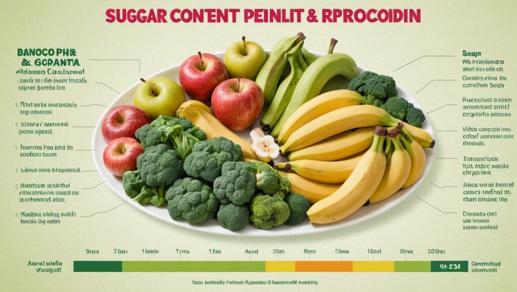 Vegetables: Sugar Content in Fruits and Vegetables

Image: A graphical representation of sugar content in common fruits and vegetables.

Alt Text: "Graph showing the sugar content in fruits like apples and bananas versus vegetables like spinach and broccoli."