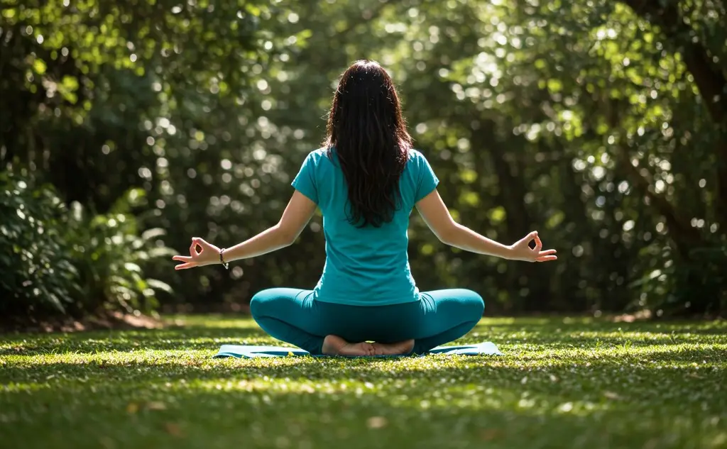 Yoga for Healthy: a woman sitting on a mat in the grass