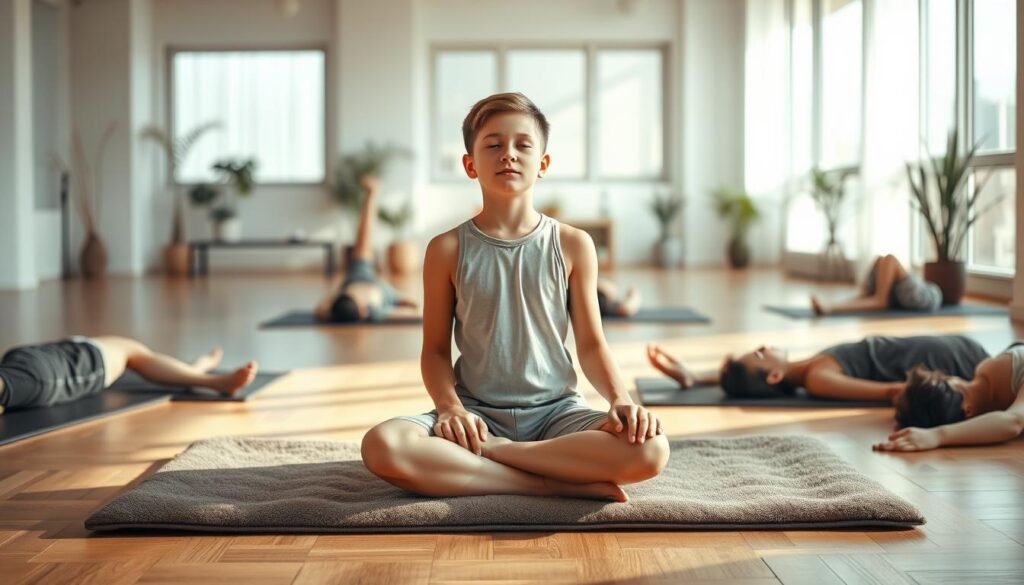 Happy elders: a group of people doing yoga