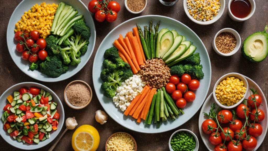 Ultimate Gguide: A healthy and balanced meal plate with a variety of vegetables and lean protein. Alt Text: "A nutritious meal featuring colorful vegetables and lean protein, illustrating a diet for managing ulcerative colitis."