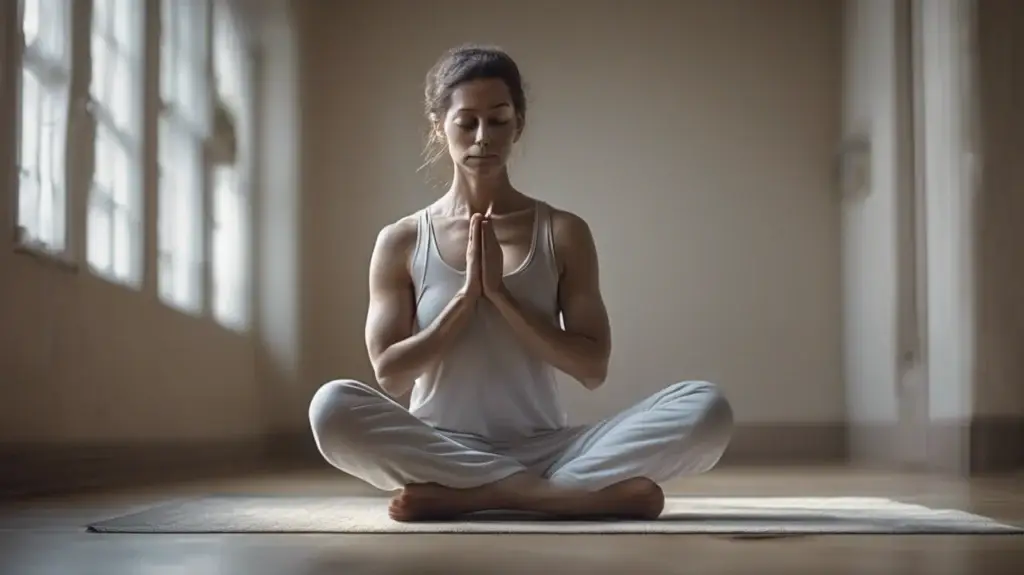"A person performing Super Brain Yoga with clear, instructional steps and a peaceful background symbolizing mental clarity and focus."