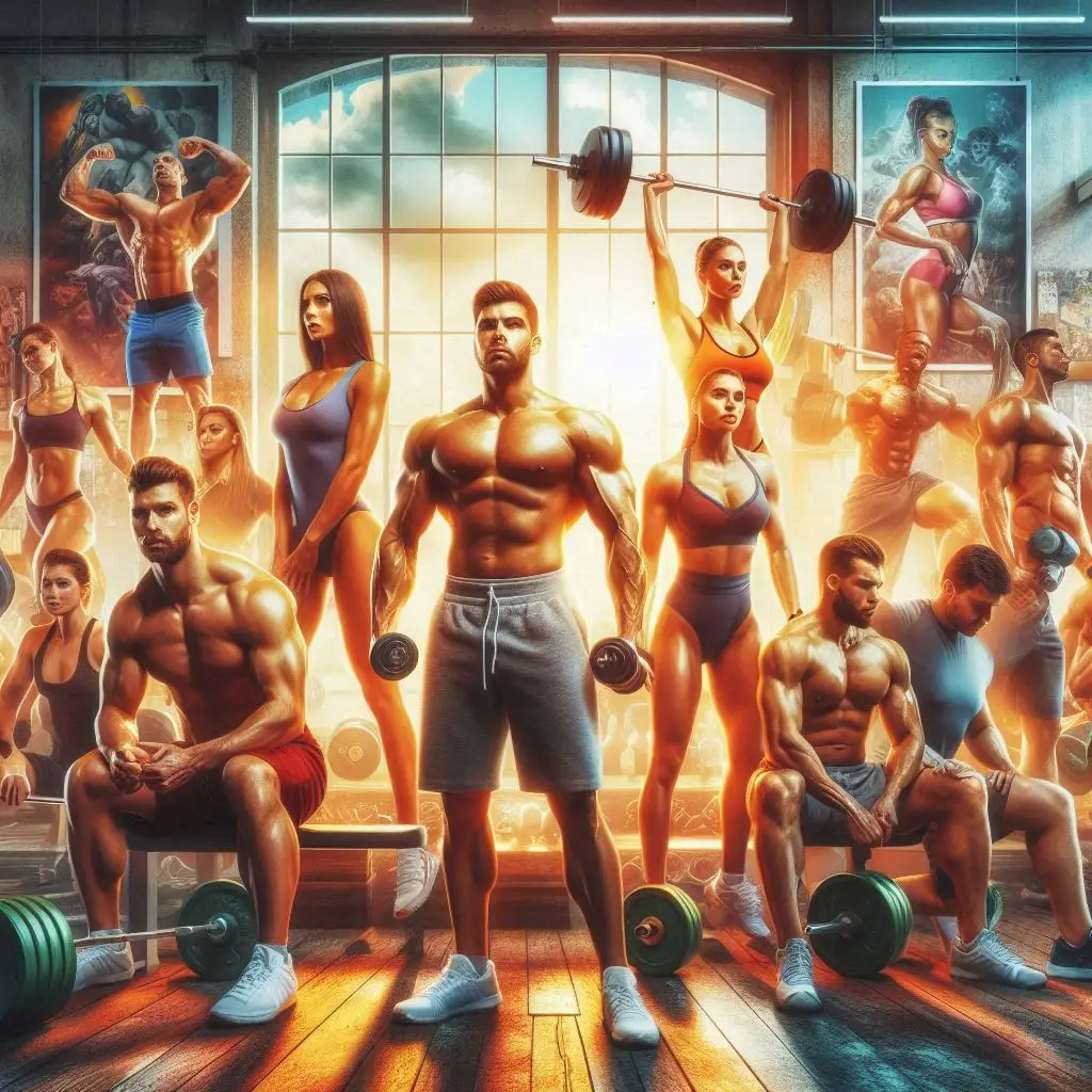 A visual comparison between Bodybuilding and Powerlifting, featuring athletes in action. One demonstrates bodybuilding poses showing muscle definition, and the other illustrates powerlifting stances showcasing strength and technique.