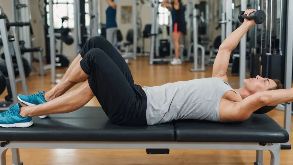 "Best exercises for strengthening the back in a gym setting."
A person performing a back extension exercise in a well-lit gym, showcasing proper form and focus.