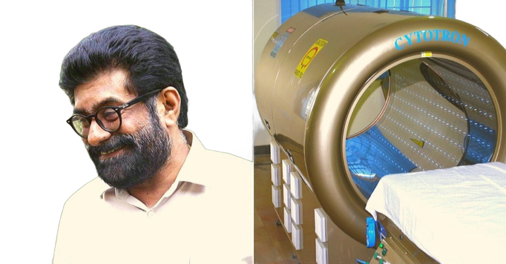 Cytotron therapy: ,’ a medical invention by Dr Rajah Vijay Kumar, a Bengaluru-based scientist.