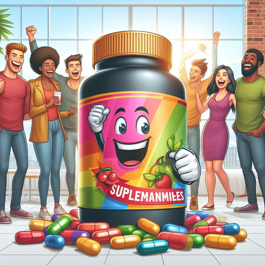 Risky Supplements: a group of people standing around a bottle of vitamins