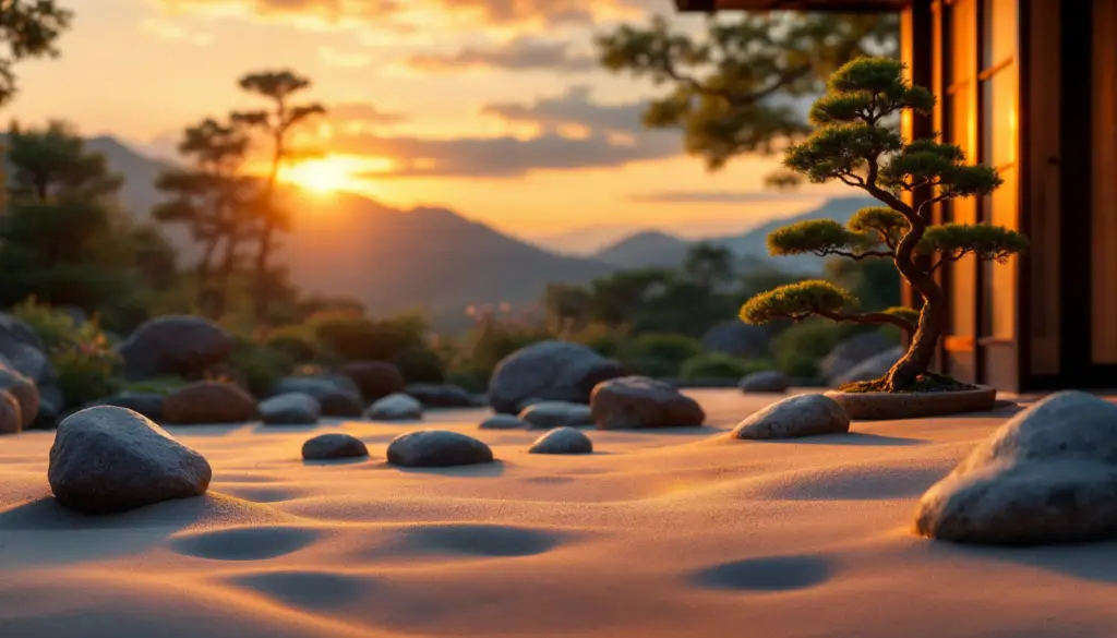 "Relieve stress with the peaceful image of a person practicing yoga on a cliffside at sunrise with a calm ocean view.