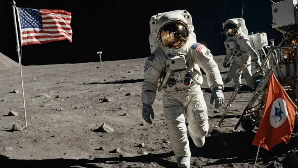Jaw-dropping moments as an astronaut steps out of a spacecraft to a cheering crowd, symbolizing a triumphant return.