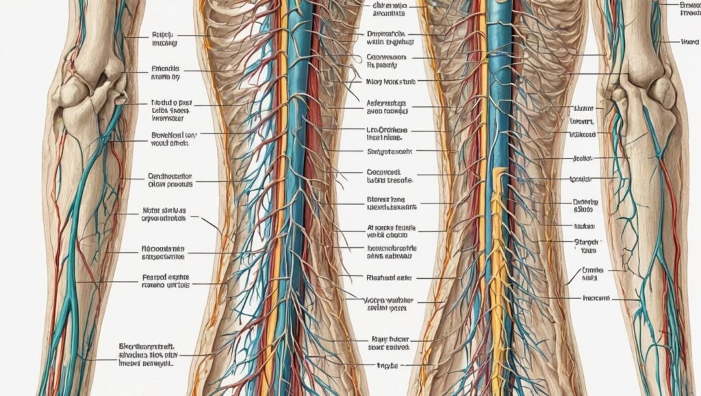 Spinal Cord: a diagram of the veins and arteries of the legs