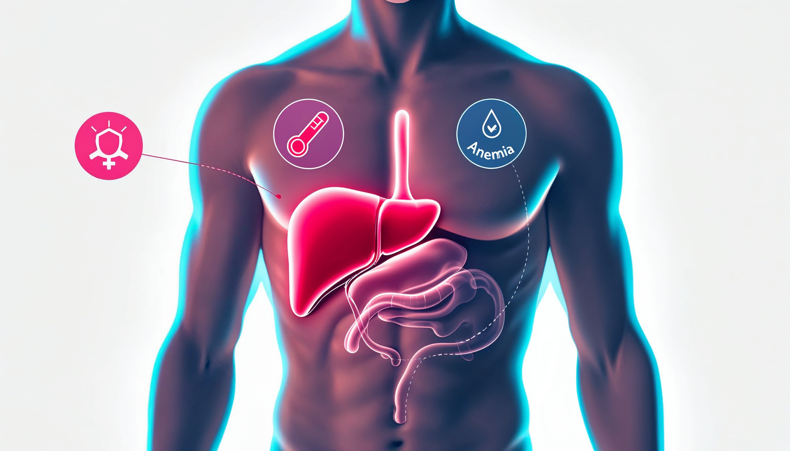 Spleen removal: a human body with a liver and anemmia