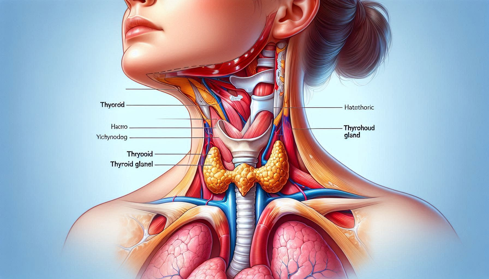 Thyroid Problems: a woman's body with organs and organs