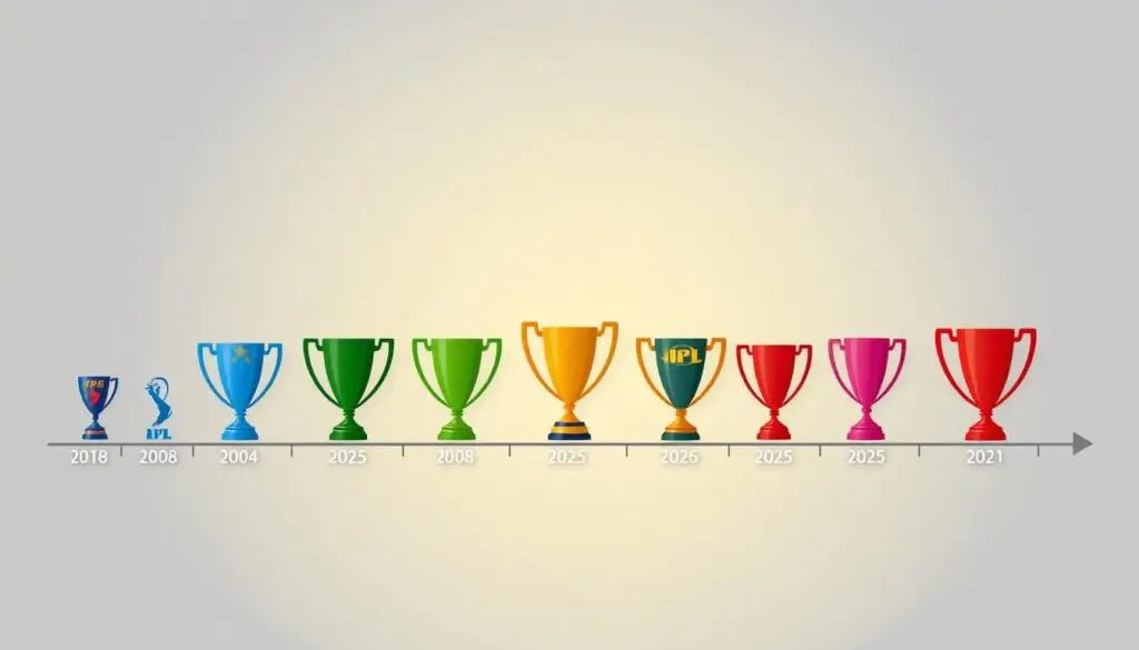IPL champions from 2008 to 2025, reliving thrilling victories and iconic moments in cricket history."