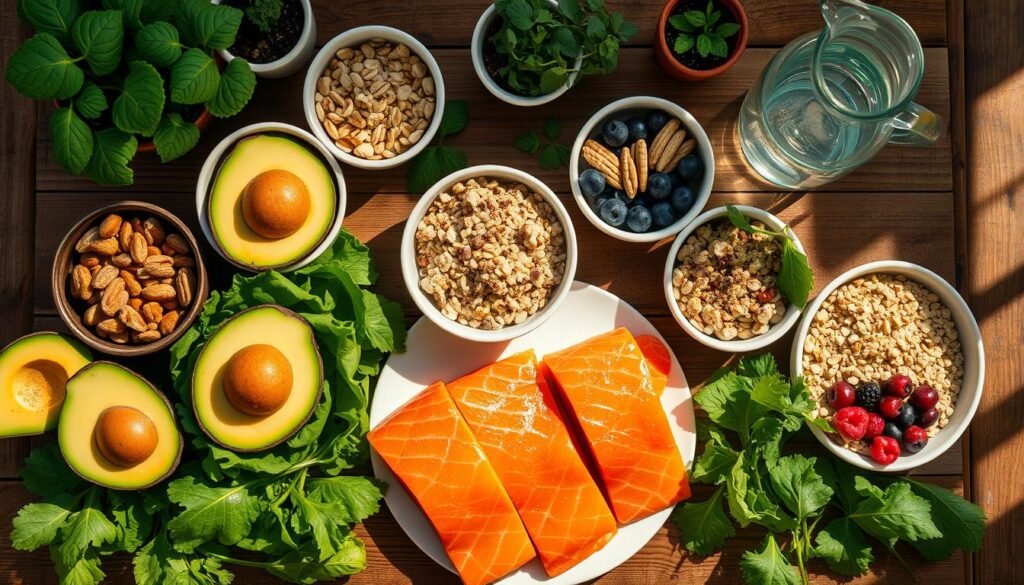 Essential Foods: a plate of food on a table