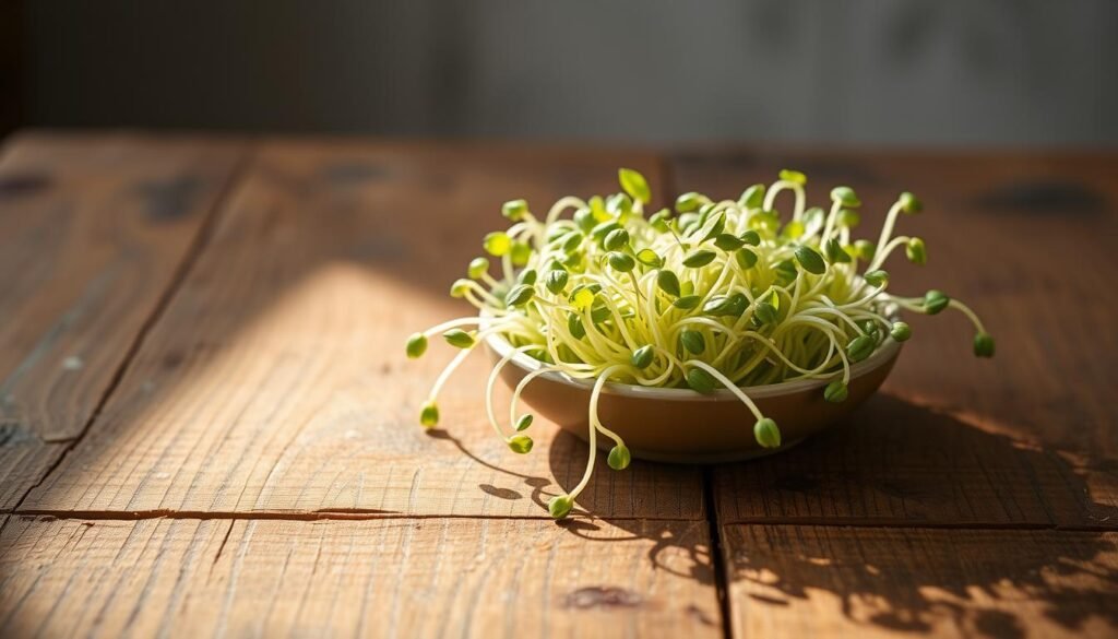 a bowl of sprouts on a table