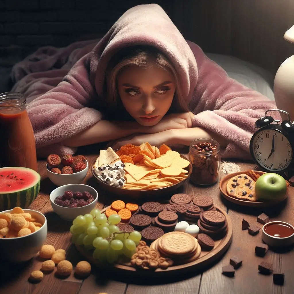Midnight hunger solutions: A plate of healthy, easy-to-make snacks perfect for satisfying late-night cravings.