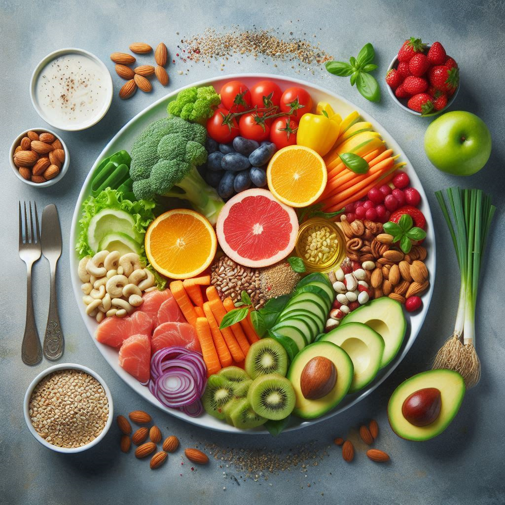 a plate of food and fruits for tone your arms 