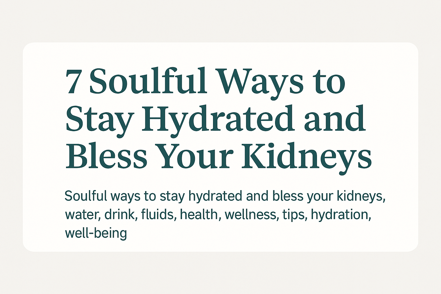 Soulful ways to hydrate and nourish your kidneys naturally—boost energy, flush toxins, and feel renewed every day.